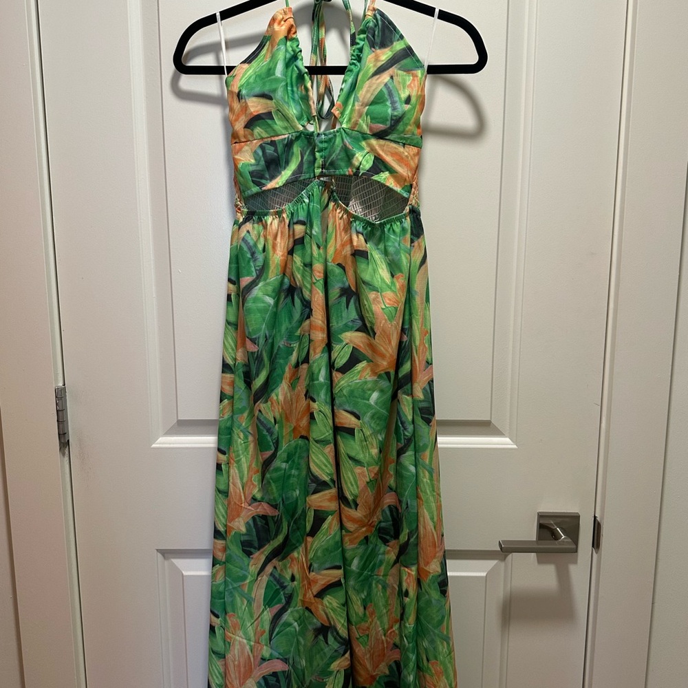 Tropical Halter Maxi Dress